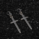925 Sterling Silver Gothic Cross Drop Earrings Black Zircon Men Women Retro Fashion Jewelry Friendship Gifts