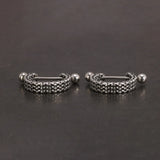 925 Sterling Silver Jewelry Simple Braid C-shaped Retro Punk Personality Earrings for Men and Women