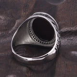 Turkish Rings For Men And Women Real Pure 925 Sterling Silver Rings Vintage Design With Black Gel Big Oval Shape