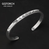 999 Sterling Silver Bracelet Open Six Character Commemorative Bangle for Men and Women Om Mani Padme Hum Buddhist Fine Jewelry