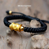 999 Silver Six Words OM Charm Bracelets For Women Men Braided Bracelet Cord Chain Chinese Knots Red Rope Buddhist Prayer Jewelry - GQTORCH Jewelry