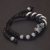 999 Pure Silver Five Emperors' Money Pixiu Braided Rope Bracelet Good Luck Rich Money Fortune Wealth Retro Amulet Jewelry Gift
