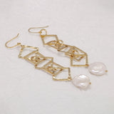 925 Sterling Silver Natural Baroque Pearl Drop Earrings for Women Gold Plated Geometric Exaggerated Fashion Female Jewelry