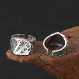 Poker Ring Solid 925 Sterling Silver Rock Punk Rings For Men Women Black Signet Jewelry Adjustable Size