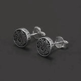 7mm 925 Sterling Silver Retro Dragon Pattern Disc Stud Earrings for Men Women Punk Daily Jewelry Party Accessories