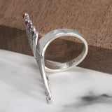 S925 Sterling Silver Wings Rings For Women Adjustable Exaggerated Big Ring Inlaid Garnet Stone