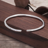 925 Sterling Silver Feather Thin Cuff Bangle Bracelet for Women Men Moon Star Design Retro Simple Indian Jewelry Party Gift