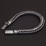 22cm 925 Sterling Silver Viking Braided Woven Bracelet for Men Toggle Clasp Vintage Fashion Punk Handmade Jewelry