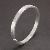 Elegant Women Bangles 999 Sterling Silver Simple Polishing Hammered Surface Handcrafted Viking Jewelry