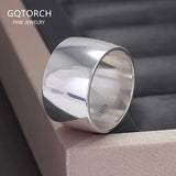 925 Sterling Silver Plain Wedding Band Men Women Wide 13.5mm Chunky Ring High Polishing Comfort Fit Simple Engagement Jewelry