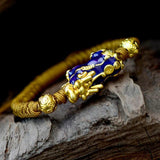 999 Sterling Silver Pixiu Gold Color Temperature Color Changed Lucky Red Rope Bracelets Tibetan Buddhist Knots String For Men - GQTORCH Jewelry