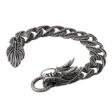 15mm Wide Real 925 Sterling Silver Dragon Curb Chain Bracelet Mens Handcrafted Viking Jewelry Retro Punk