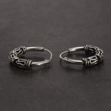 925 Sterling Silver Ladies Hoop Earrings Round with Pattern Retro Vintage Style Ladies Jewellery