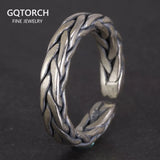 Real 925 Sterling Silver Braided Rings Viking Jewelry Retro Punk Rock Adjustable Size 6-9