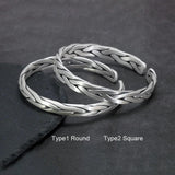 Heavy Solid 999 Pure Silver Twisted Bangles For Men Women Handcrafted Viking Armband Man Cuff Bangles - GQTORCH Jewelry
