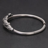 Solid 999 Pure Silver Lotus Open Bracelet for Women Elegant Vintage Retro Ethnic Style Jewelry Birthday Gift for Lady