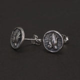925 Sterling Silver Christian Stud Earrings for Men Women Prayer Hand Round Shaped Hip Hop Punk Ear Stud Fashion Retro Jewelry