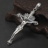 925 Sterling Silver Jesus Crucifix Cross Pendant Men Women Retro Vintage Punk Christ Prayer Amulet Jewelry