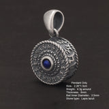 Retro 925 Sterling Silver Six Words Mantra Matte Pendant Necklace with Natural Lapis Lazuli Om Mani Padme Hum Religious Jewelry