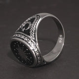 Original 925 Sterling Silver Turkish Rings for Men Muslim Signet Retro Design Star Moon Turkey Flag Jewelry Gift - GQTORCH Jewelry
