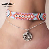 Bohemian Beach Yoga Anklet Set Handmade Woven National Style Anklet for Women Charm Anklet - GQTORCH Jewelry