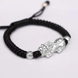 999 Stelring Silver 3D Brave Troops Bracelets For Men Pure Hand Woven Braided Lucky Red Rope Bracelets Multi Color Chinese Knots - GQTORCH Jewelry