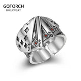 Poker Ring Solid 925 Sterling Silver Rock Punk Rings For Men Women Black Signet Jewelry Adjustable Size - GQTORCH Jewelry