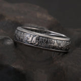 999 Pure Silver Feng Shui Good Luck Ring for Women Men Chinese Calligraphy Character Fu Blessing Adjustable Vintage Jewelry