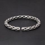 Viking Jewelry Sterling Silver 925 Braid Bangle Men's and Women's Knitted Cufflinks Vintage Punk Rock Style Handwoven Bracelet