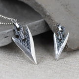 S990 Pure Silver Pendant For Men Antient Viking Spearhead Weapon Shape Handcrafted Jewelry