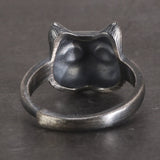 925 Sterling Silver Cat Head Ring Men and Women Lovers Retro Animal Open Adjustable Ring Jewelry Gift