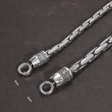 Sterling Silver 925 Jewelry Men's Cross Chain Bamboo Joint Necklace and Bracelet Vintage Diamond Pestle Buddhist Jewelry