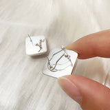 S925 Sterling Silver Hammered Square Statement Ring Earrings for Women Fashion Large Exaggerated Jewelry Set