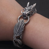 925 Sterling Silver Dragon Curb Chain Bracelet for Men Cuban Link Chain Bangle Domineering Heavyweight Cool Punk Biker Jewelry