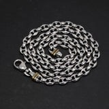 Solid 925 Sterling Silver 7mm Necklace Coffee Bean Chain for Men Retro Antique Punk Style Fine Jewelry