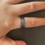 Genuine Sterling Silver 925 Turkish Rings for Men and Women with Blue Round Zircon Retro Punk Rings Fashion Silver Jewelry - GQTORCH Jewelry