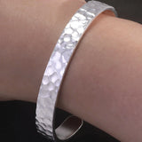 9999 Pure Silver Hammered Bracelet for Men and Women 8mm Retro Open Cuff Bangle Handmade Vintage Fashion Party Jewelry