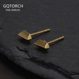 .925 Sterling Silver Punk Geometric Stud Earrings for Men Women Gold Plating Minimalist Slanted Trapezoid Earrings Retro Jewelry
