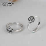 Real 925 Sterling Silver Mantra OM Ring for Men and Women Matte & Polished Opening Type Resizable Buddhism Jewelry