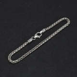 100% Sterling Silver 3mm Braided Hemp Bracelet Chain 17-21cm Simple Retro Minimalism Jewelry For Men and Women