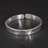 Real 999 Sterling Silver Hammered Bangles for Men and Women Polishing Elegant Simple Opening Cuff Fine Jewelry - GQTORCH Jewelry