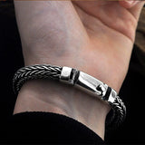 925 Sterling Silver Viking Bracelet for Men Keel Chain Braided with Plug Safe Clasp Vintage Jewelry Wedding Birthday Party