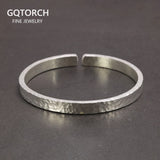 Elegant Women Bangles 999 Sterling Silver Simple Polishing Hammered Surface Handcrafted Viking Jewelry