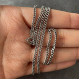 S925 Sterling Silver 2.5mm Whip Rope Men's Necklace Punk Rock Cool Fashion Long Necklace Jewelry