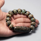 Real Natural Onyx Beaded Bracelets With Dzi Bead Evil Eye For Women Men Natural Stone Antique Retro Tibetan Buddhism Jewelry - GQTORCH Jewelry