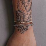 3pcs/set 999 Pure Silver Leaf Twisted Open Bangle Hand-woven Small Beads Knot Bracelet Set Adjustable Bohemian Retro Jewelry
