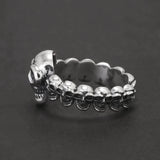 925 Sterling Silver Gothic Skull Ring Adjustable Death Head Open Ring Biker Punk Rock Hiphop Street Party Jewelry Accessories