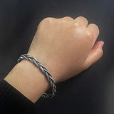 925 Sterling Silver Twisted Woven Bracelet Bangle Cuff Man Women Handmade Exquisite Unique Opening Viking Jewelry Gift - GQTORCH Jewelry