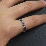 Adjustable S925 Sterling Silver Small Skull Ring for Women Size 5-7 Simple Punk Style Personality Opening  Fine Jewelry