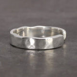 Sterling Silver S925 Bright Hand Hammer Pattern Men's and Women's Rings Minimalist Adjustable Jewelry